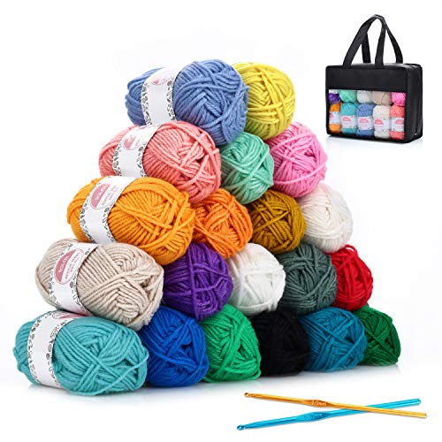 Hilo Acrílico SOLEDI lana prémium ovillos de hilo para tejer, perfecto para DIY y tejer a mano, con gratis ganchillo y bolsa de almacenamiento (25 g * 20 colores) Hilo Acrílico SOLEDI lana prémium ovillos de hilo para tejer, perfecto para DIY y tejer a mano, con gratis ganchillo y bolsa de almacenamiento (25 g * 20 colores)