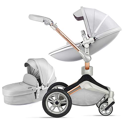 Hot Mom Silla de paseo Reversibilidad rotación multifuncional de 360 grados con buggy asiento y capazo 2020 Nueva actualización (Grey)
