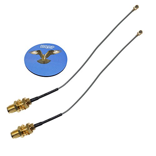 HQRP Juego: 2 piezas de cable / adaptador de antena SMA hembra a IPEX (UFL) para EnGenius NL-5354MP Plus Mini-PCI adaptador / NL-3054CB Plus Mini-PCI adaptador