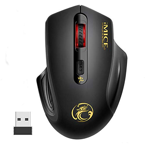 iAmotus Ratón Inalámbrico, 2.4GHz Wireless Ratón Silencioso Optico 3DPI de Ajustable con Nano USB Receptor de Mouse Ergonómico para Escritorio/Windows/Linux/Vista/PC/Mac