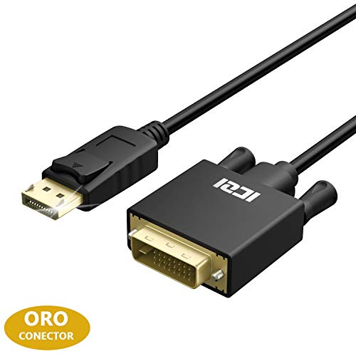 ICZI Cable DisplayPort a DVI 1.8m con Conectores Dorados, Cable Adaptador DP a DVI 1080P para conectar tu Ordenador Display Port y HDTV Proyectores Monitores dvi 24+1 Macho a Macho etc