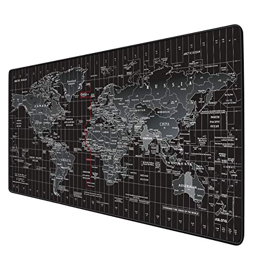 JIALONG Alfombrilla Raton Multifuncional Grande Gaming Mouse Pad XXL 900x400mm, Lavable, Antideslizante Diseñada para Gamers, Trabajo de Oficina - Negro Mapa Mundi JIALONG Alfombrilla Raton Multifuncional Grande Gaming Mouse Pad XXL 900x400mm, Lavable, Antideslizante Diseñada para Gamers, Trabajo de Oficina - Negro Mapa Mundi