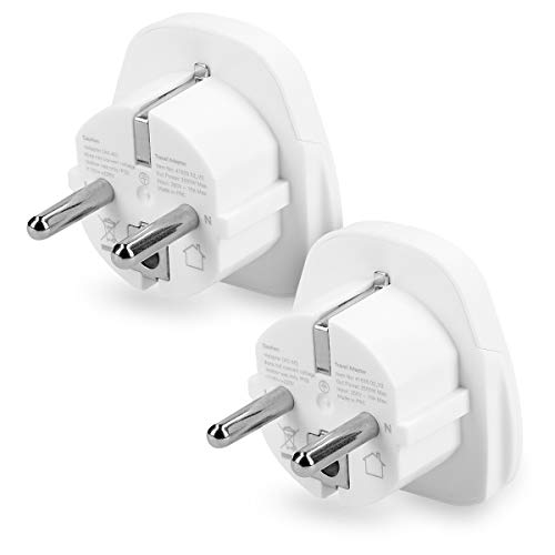 kwmobile Enchufe Adaptador UK-EU - 2 Adaptadores de Viaje con Entrada del Reino Unido a Enchufe Europeo - Set de adaptadores para Viajes en Blanco kwmobile Enchufe Adaptador UK-EU - 2 Adaptadores de Viaje con Entrada del Reino Unido a Enchufe Europeo - Set de adaptadores para Viajes en Blanco