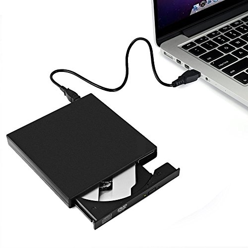 Lector DVD/CD Portátil - Grabador de CD-R/CD-RW y Reproductor DVD, Tumao Externa Portátil USB CD Quemador Drive, con Cable USB 2.0 y Cable Alimentación, para Windows/Mac OS, Negro