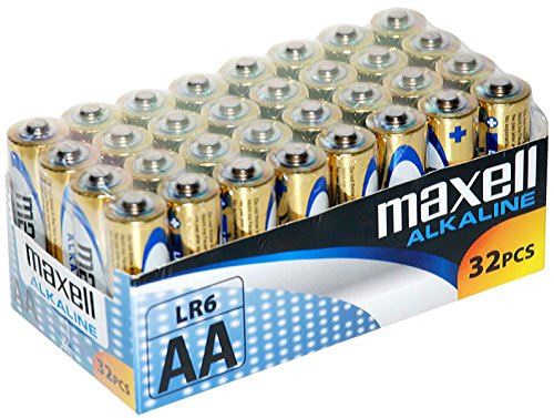 Maxell LR6 - Pack de 32 pilas alcalinas AA, color dorado Maxell LR6 - Pack de 32 pilas alcalinas AA, color dorado