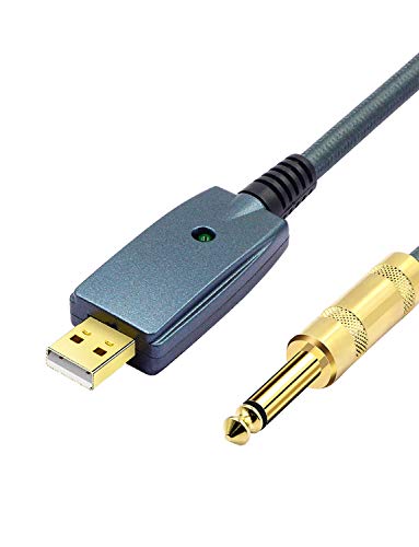 MeloAudio de USB a Cable de Guitarra, Interfaz USB Male a Jack de 6,55mm Accesorio de Guitarra Eléctrica, Cable Conector de Audio de Ordenador Adaptador para Instrumento Musical 3M