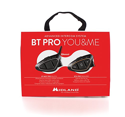 Midland BT Pro You & Me - Intercomunicador para Moto con Altavoces Hi-Fi, Negro