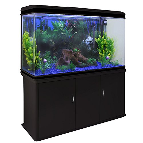 MonsterShop - Acuario 300 litros con Mueble Negro y Grava Azul 143cm x 120cm x 39cm