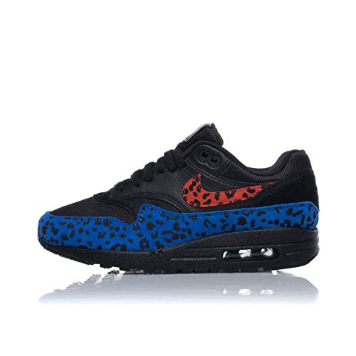 Nike W Air Max 1 Premium Black Leopard BV1977-001 Black Habanero Red Race Blue Negro Size: 37.5 EU