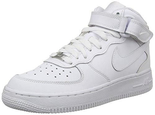 Nike - Zapatillas de baloncesto AIR FORCE 1 MID (GS) , Infantil , Blanco (WHITE), Blanco (WHITE), 39