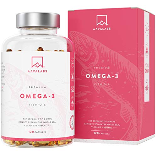 Omega 3 - Aceite de Pescado [2000 mg] AAVALABS - Alta Potencia - Destilado Molecularmente para Mayor Pureza - 800 mg EPA y 400 mg DHA/Dosis Diaria - 120 Cápsulas - Calidad Nórdica