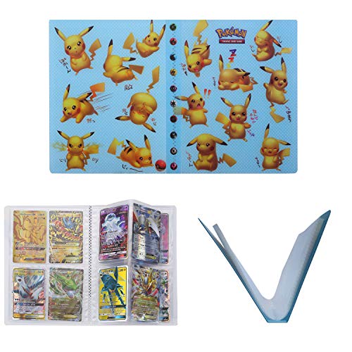 OMZGXGOD - Pokemon Cartas Álbum, Trading Card Albumes,Género Neutro,Transparente,4-Pocket Titular de Tarjetas Pokémon Carpeta Libro 30 páginas Puede Contener hasta 240 Tarjetas (Pikachu)