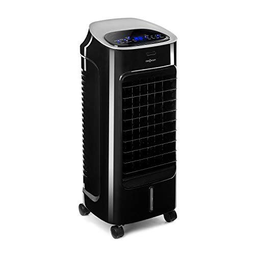 oneConcept Coolster - Climatizador evaporativo, enfriador de aire, ventilador, ionizador, humidificador de aire, 4 en 1, 65 W, depósito de 4 L, temporizador, oscilación, mando a distancia, negro