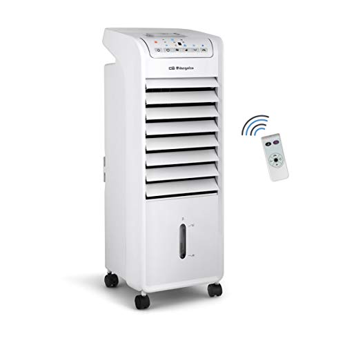 Orbegozo AIR 46 - Climatizador portátil evaporativo 3 en 1: ventilador, climatizador y humidificador, 3 velocidades, temporizador de hasta 7 horas, mando a distancia, silencioso, 55W de potencia Orbegozo AIR 46 - Climatizador portátil evaporativo 3 en 1: ventilador, climatizador y humidificador, 3 velocidades, temporizador de hasta 7 horas, mando a distancia, silencioso, 55W de potencia
