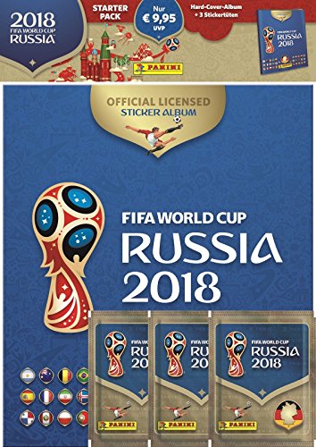Panini 709951 FIFA World Cup Russia 2018 Pegatinas coleccionables (Starter Set, Hard Cover álbum y 3 Booster
