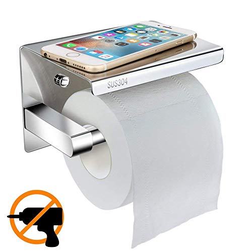 Portarrollos para Papel Higiénico, Telgoner portarrollos baño adhesivo, Acero inoxidable SUS304, Porta Rollos de Papel Higienico con el Teléfono Móvil Estante de Almacenamiento (Plata) Portarrollos para Papel Higiénico, Telgoner portarrollos baño adhesivo, Acero inoxidable SUS304, Porta Rollos de Papel Higienico con el Teléfono Móvil Estante de Almacenamiento (Plata)