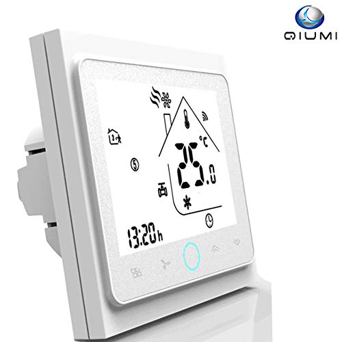 Qiumi Termostato Wifi, controlador de temperatura, aire acondicionado inteligente, controlador de temperatura programable, con pantalla LCD de 2 tubos, funciona con Alexa Página principal de Google