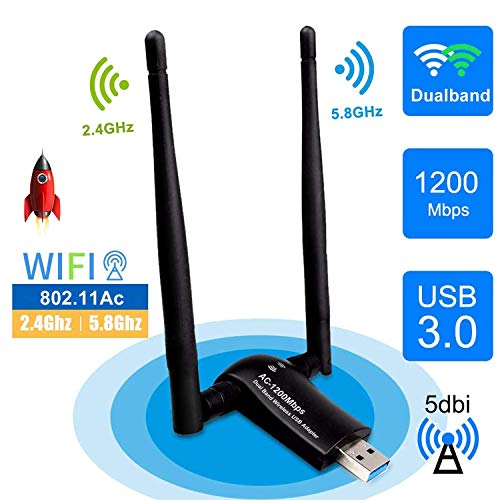 sumgott USB WiFi 1200Mpbs Antera Adaptador WiFi USB 3.0 Inalámbrico Dual Band Soporte de 5Ghz 867Mbps para PC con Windows XP/Vista / 7/8/10, MAX OSX sumgott USB WiFi 1200Mpbs Antera Adaptador WiFi USB 3.0 Inalámbrico Dual Band Soporte de 5Ghz 867Mbps para PC con Windows XP/Vista / 7/8/10, MAX OSX