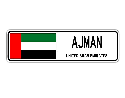 TammieLove Ajman, Cartel de Calle de Emiratos Árabes Unidos, Bandera de Emiratí para Ciudad de Regalo, 4 x 16 Pulgadas