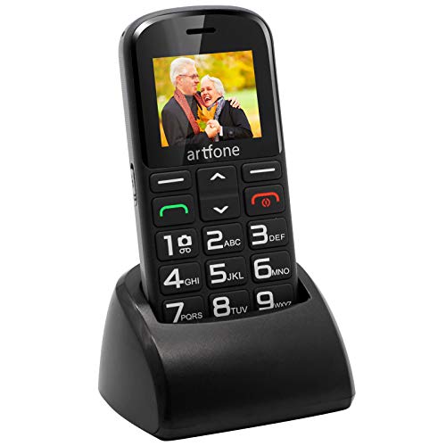 Teléfonos Móviles para Mayores Mayores con SOS botón, Artfone Senior, Fácil de Usar Celular para Ancianos con Negro