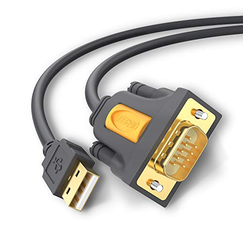 UGREEN 20210 Cable USB RS232 DB9 Puerto Serie 9 PIN, Adaptador Cable RS232 a USB Conversor, USB a Puerto COM para Telescopio, Impresora, Decodificador, PLC, Máquina CNC, Windows, Mac OS, 1 Metro