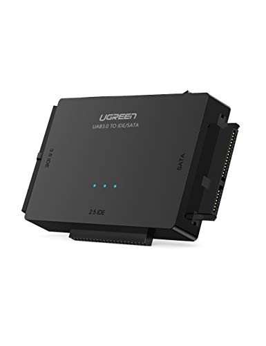 UGREEN USB 3.0 a IDE y SATA Adaptador para 2,5'' y 3,5'' Disco Duro IDE SATA Lector HDD SDD, 10 TB Max, Plug Play para Windows 10/8/7, Mac OS y Linux (Adaptador DC 12V y Cable USB 1M Incluidos) UGREEN USB 3.0 a IDE y SATA Adaptador para 2,5'' y 3,5'' Disco Duro IDE SATA Lector HDD SDD, 10 TB Max, Plug Play para Windows 10/8/7, Mac OS y Linux (Adaptador DC 12V y Cable USB 1M Incluidos)