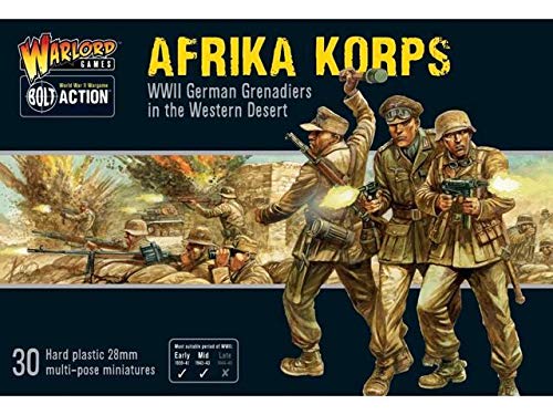 WAR-402012030 - Juegos De Warlord - Afrika Korps - Set De 30 Figuras - Miniaturas De Plástico De 28 mm Figuras De Wargaming - Acción De Perno
