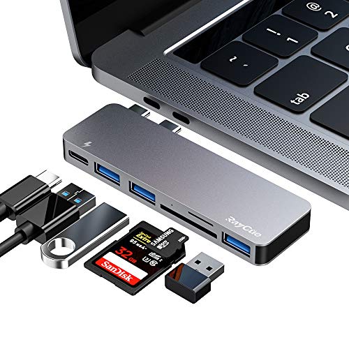 ZILI Hub USB C, Adaptador Tipo Hub 6 en 1, 3 Puertos USB 3.0, Lector de Tarjetas TF/SD, Suministro de energía USB-C, Adaptador de Aluminio para MacBook Pro 13 ″ y 15 ″ 2016/2017 (Grey)