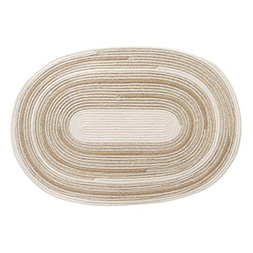 Alfombra rústica Oval Trenzada Blanca de Yute y algodón de 90x60 cm - LOLAhome