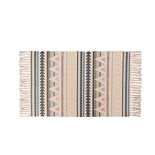 Alfombras Salon Etnica - 60X90CM Alfombra étnica Vintage, Alfombra Geométrica lavable en la lavadora, Alfombra de trapo tejida a mano antideslizante con borla pare Sala, Habitación, Baño, Cocina Alfombras Salon Etnica - 60X90CM Alfombra étnica Vintage, Alfombra Geométrica lavable en la lavadora, Alfombra de trapo tejida a mano antideslizante con borla pare Sala, Habitación, Baño, Cocina