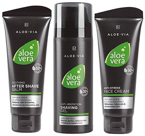 Aloe Vera Men-Set (Shaving Gel 150ml, After Shave Balsam 100ml, Anti-Stress-Cream 100ml) by LR by L R