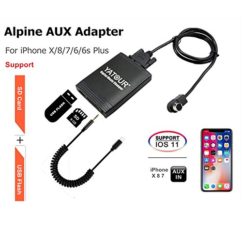 Alpine - Adaptador de audio digital para iPhone estéreo AUX, con tarjeta SD, iPod MP3 USB, 3,5 mm AUX, reproductor de música Lightning para Ai-Net (M06-AINET)