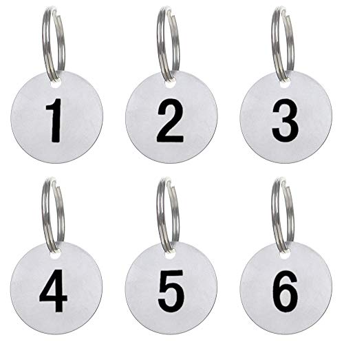 Aspire Etiquetas de identificación numeradas del número del acero inoxidable del llavero con los anillos 1 pulgada 1 to 25