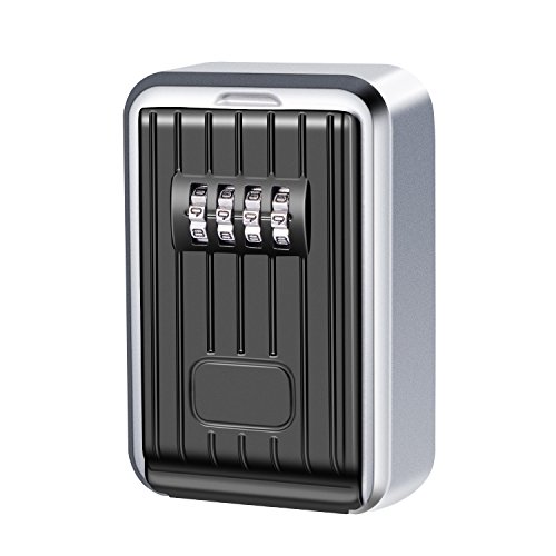 caja de seguridad con llave, Key Lock Box Funda para llaves para uso Externo de impermeable Clave de combinación de 4 dígitos Completo de fijaciones