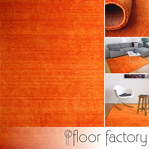 floor factory Alfombra Gabbeh Karma Naranja 80x150 cm - Hecha a Mano de Pura Lana Virgen