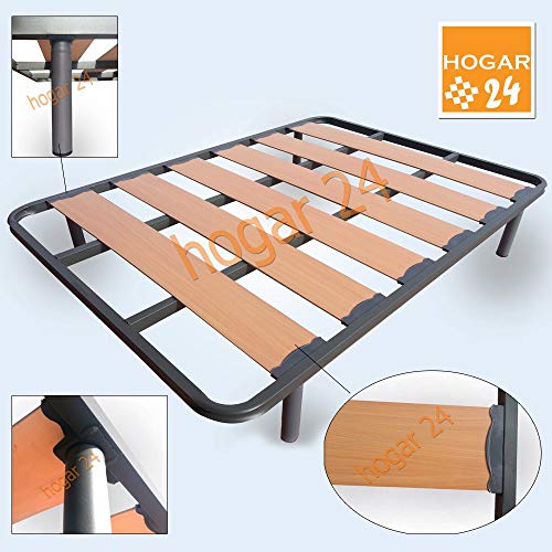 HOGAR24 Somier Somieres Lama Ancha Reforzada con Tacos Anti-Ruido y Patas cilíndricas, Tubo 40x30. Fabricación Nacional-90x190cm-PATAS 26CM HOGAR24 Somier Somieres Lama Ancha Reforzada con Tacos Anti-Ruido y Patas cilíndricas, Tubo 40x30. Fabricación Nacional-90x190cm-PATAS 26CM