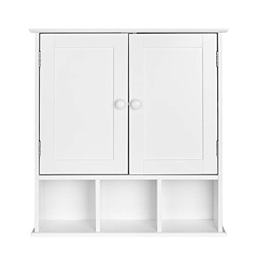Homfa Armario de Pared Armario para Cocina Baño con 2 Puertas 5 Compartimentos Blanco 56x13x58cm Homfa Armario de Pared Armario para Cocina Baño con 2 Puertas 5 Compartimentos Blanco 56x13x58cm