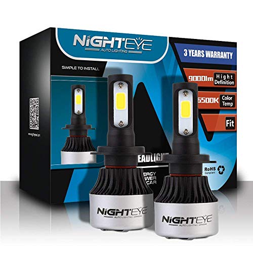NIGHTEYE 2X H7 72W 9000LM LED Faros Delanteros Bombillas Cohces Lámpara luz 6500K - 3 años de garantía NIGHTEYE 2X H7 72W 9000LM LED Faros Delanteros Bombillas Cohces Lámpara luz 6500K - 3 años de garantía