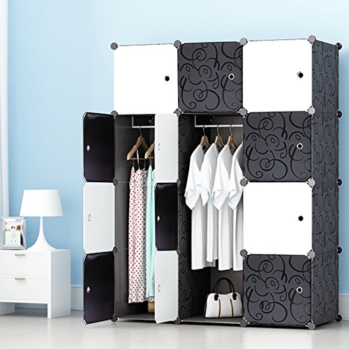 PREMAG Armario portátil para Colgar la Ropa, ropero Combinado, Armario Modular para Ahorrar Espacio, Ideal Organizador de Almacenamiento Cubo para Libros, Juguetes, Toallas (12-Cube)