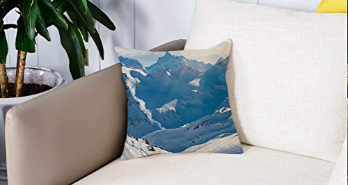 Square Soft and Cozy Pillow Covers,Decoración de apartamentos, picos nevados Temporada de invierno Tierras heladas Alpes Fotografí,Funda para Decorar Sofá Dormitorio Decoración Funda de almohada.