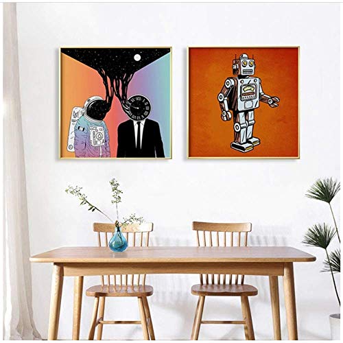 YaShengZhuangShi Pintura de la Lona Estilo nórdico Robot de Dibujos Animados Astronauta Nave Espacial Sol Arte de la Pared póster Sala de Estar Fotos decoración del hogar sin Marco YaShengZhuangShi Pintura de la Lona Estilo nórdico Robot de Dibujos Animados Astronauta Nave Espacial Sol Arte de la Pared póster Sala de Estar Fotos decoración del hogar sin Marco