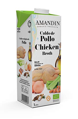 AMANDIN Caldo de Pollo - Paquete de 6 x 1000 ml - Total: 6000 ml