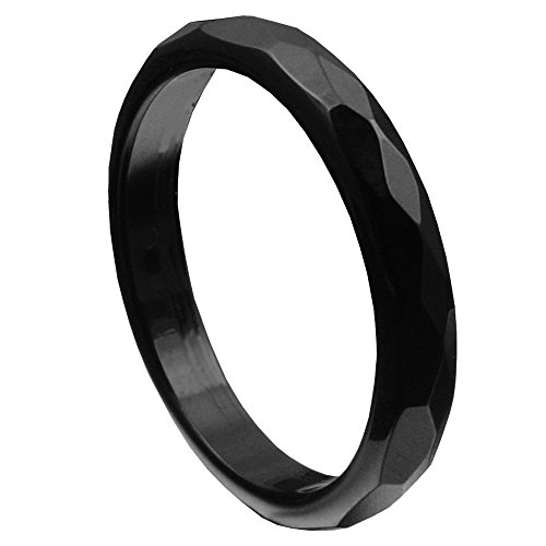 Anillo de ónix negro facetado Onyx Anillo para mujer piedra anillo 3 mm estrecho ultrafina, tamaño de anillo: Interior Del EnvÍO 56 mm ~ ø17.8 mm