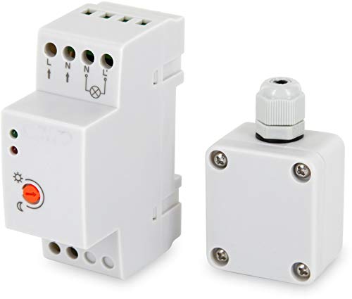 Aufputz Mini exterior Sensor Crepuscular 230 V IP65 3000 W – para carril Carril DIN – LED Adecuado a partir de 1 W