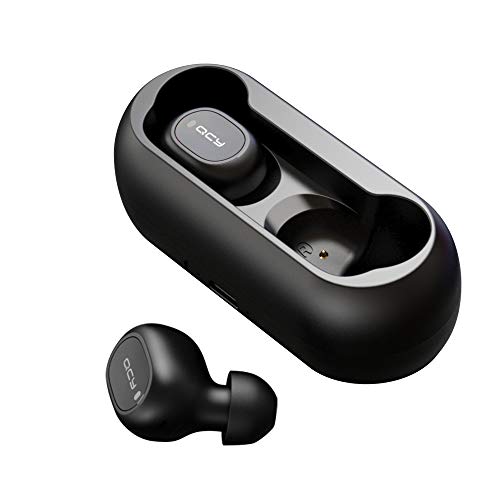 Auriculares bluetooth, HOMSCAM Auriculares inalámbricos QCY Bluetooth 5.0 Sonido Estéreo Auricular Mini Twins In-Ear Auriculares Carga Rapida Resistente al Agua con Caja de Carga para iPhone y Android