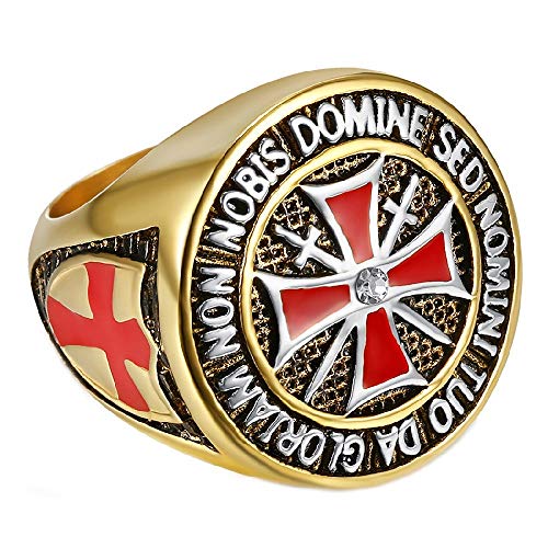BOBIJOO JEWELRY - Anillo Sortija De Sello De La Orden, Los Caballeros Templarios, El Hombre Dorado De Oro De La Cruz Roja De Acero Inoxidable - 24 (11 US), Dorado - Acero Inoxidable 316 BOBIJOO JEWELRY - Anillo Sortija De Sello De La Orden, Los Caballeros Templarios, El Hombre Dorado De Oro De La Cruz Roja De Acero Inoxidable - 24 (11 US), Dorado - Acero Inoxidable 316
