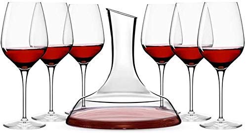 Decantador 6 piezas de vidrio de vino rojo, sin plomo Crystal Champagne Glass, Inicio del vino espumoso de cristal cáliz ndash;para la boda, aniversario, fiesta, bar, regalo, 430ml / 1570Ml Xuan - val