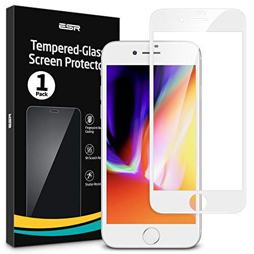 ESR Pellicola iPhone 8/7/6s/6 [2 Pezzo], Pellicola Vetro Temperato [3D Massima Protezione a Copertura Totale][Applicatore per Installazione Facilitata] per iPhone 8/7/6s/6, Bianco