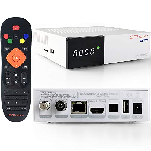 GT MEDIA GTC Receptor Satelite Decodificador TDT Android 6.0 TV Box 4K DVB-S/S2 DVB-T/T2/Cable 3D H.265 HEVC MPEG-2/4 WiFi 2.4Ghz BT 4.0 Smart TV Box Amlogic S905D 2GB RAM+16GB ROM Android Box