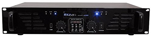 Ibiza AMP300USB-BT - Amplificador de sonorización (con entradas de línea, USB, Bluetooth 2 x 240 W), color negro
